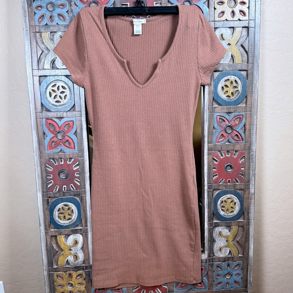 Bozzolo Ribbed Bodycon Dress Womens Medium Terracotta Brown